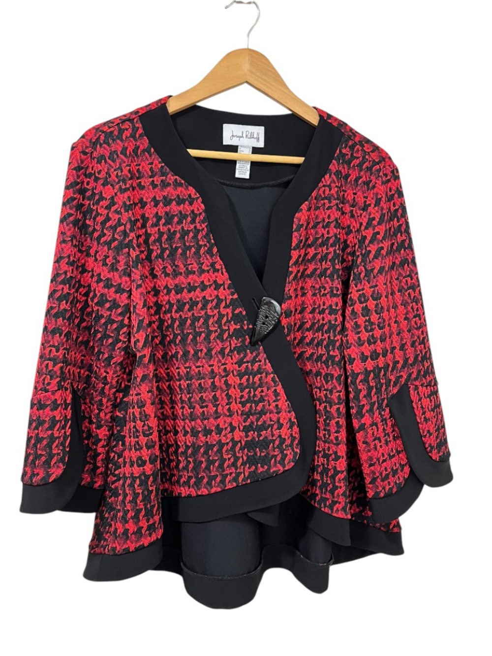 Joseph Ribkoff Red and Black Knit Cape Style Jacket